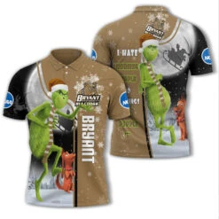 Personalized Funny Christmas The Grinch Bryant Bulldogs NCAA I Hate Morning People Shirt Gifts Unisex 3D Polo - Bluefink