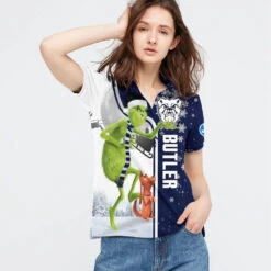 Personalized Funny Christmas The Grinch Butler Bulldogs NCAA I Hate Morning People Shirt Gifts Unisex 3D Polo - Bluefink -CozyHomeStore Personalized Funny Christmas The Grinch Butler Bulldogs NCAA I Hate Morning People Shirt Gifts Unisex 3D Polo 2