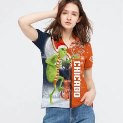 Personalized Funny Christmas The Grinch Chicago Bears NFL I Hate Morning People Shirt Gifts Unisex 3D Polo - Bluefink -CozyHomeStore Personalized Funny Christmas The Grinch Chicago Bears NFL I Hate Morning People Shirt Gifts Unisex 3D Polo 2