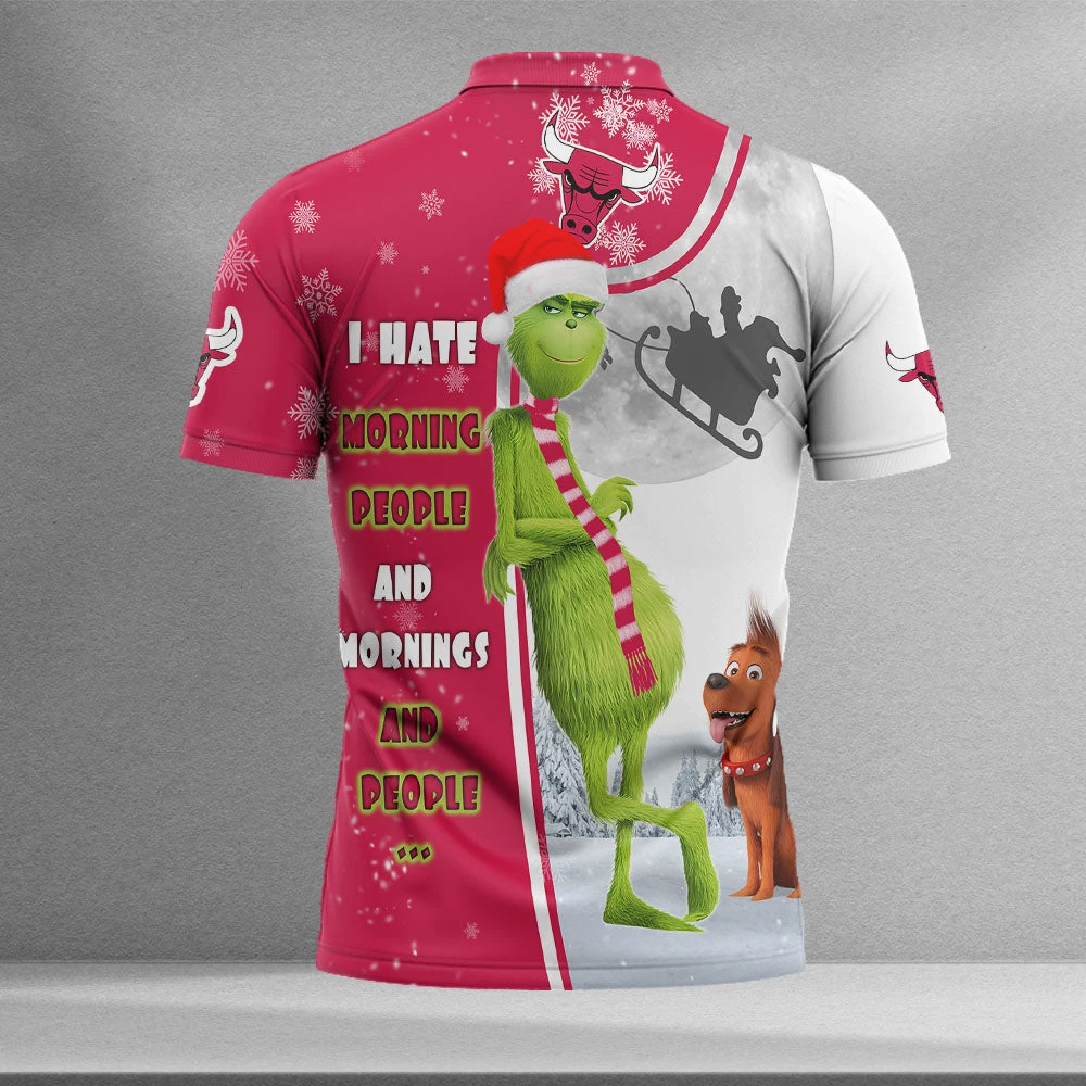 Personalized Funny Christmas The Grinch Chicago Bulls NBA I Hate Morning People Shirt Gifts Unisex 3D Polo - Bluefink 4 Personalized Funny Christmas The Grinch Chicago Bulls NBA I Hate Morning People Shirt Gifts Unisex 3D Polo - Bluefink - Image 2