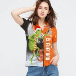 Personalized Funny Christmas The Grinch Cleveland Browns NFL I Hate Morning People Shirt Gifts Unisex 3D Polo - Bluefink -CozyHomeStore Personalized Funny Christmas The Grinch Cleveland Browns NFL I Hate Morning People Shirt Gifts Unisex 3D Polo 2