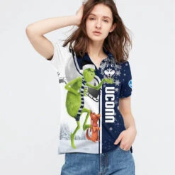 Personalized Funny Christmas The Grinch Connecticut Huskies NCAA I Hate Morning People Shirt Gifts Unisex 3D Polo - Bluefink -CozyHomeStore Personalized Funny Christmas The Grinch Connecticut Huskies NCAA I Hate Morning People Shirt Gifts Unisex 3D Polo 2