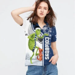 Personalized Funny Christmas The Grinch Dallas Cowboys NFL I Hate Morning People Shirt Gifts Unisex 3D Polo - Bluefink -CozyHomeStore Personalized Funny Christmas The Grinch Dallas Cowboys NFL I Hate Morning People Shirt Gifts Unisex 3D Polo 2