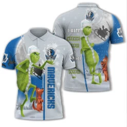 Personalized Funny Christmas The Grinch Dallas Mavericks NBA I Hate Morning People Shirt Gifts Unisex 3D Polo - Bluefink
