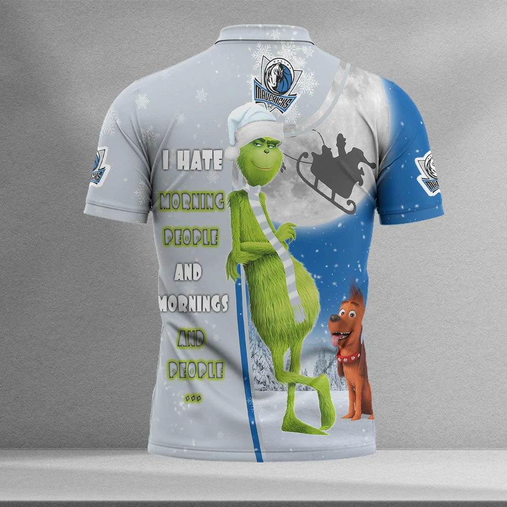 Personalized Funny Christmas The Grinch Dallas Mavericks NBA I Hate Morning People Shirt Gifts Unisex 3D Polo - Bluefink 4 Personalized Funny Christmas The Grinch Dallas Mavericks NBA I Hate Morning People Shirt Gifts Unisex 3D Polo - Bluefink - Image 2