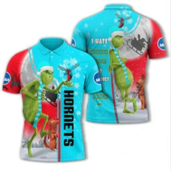Personalized Funny Christmas The Grinch Delaware State Hornets NCAA I Hate Morning People Shirt Gifts Unisex 3D Polo - Bluefink