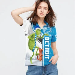 Personalized Funny Christmas The Grinch Detroit Lions NFL I Hate Morning People Shirt Gifts Unisex 3D Polo - Bluefink -CozyHomeStore Personalized Funny Christmas The Grinch Detroit Lions NFL I Hate Morning People Shirt Gifts Unisex 3D Polo 2