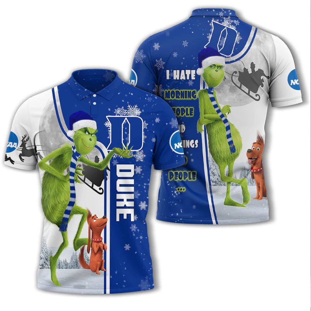 Personalized Funny Christmas The Grinch Duke Blue Devils NCAA I Hate Morning People Shirt Gifts Unisex 3D Polo - Bluefink 3 Personalized Funny Christmas The Grinch Duke Blue Devils NCAA I Hate Morning People Shirt Gifts Unisex 3D Polo - Bluefink