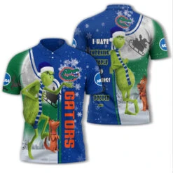 Personalized Funny Christmas The Grinch Florida Gators NCAA I Hate Morning People Shirt Gifts Unisex 3D Polo - Bluefink