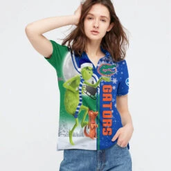 Personalized Funny Christmas The Grinch Florida Gators NCAA I Hate Morning People Shirt Gifts Unisex 3D Polo - Bluefink -CozyHomeStore Personalized Funny Christmas The Grinch Florida Gators NCAA I Hate Morning People Shirt Gifts Unisex 3D Polo 2