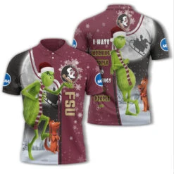 Personalized Funny Christmas The Grinch Florida State Seminoles NCAA I Hate Morning People Shirt Gifts Unisex 3D Polo - Bluefink