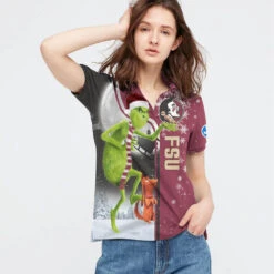 Personalized Funny Christmas The Grinch Florida State Seminoles NCAA I Hate Morning People Shirt Gifts Unisex 3D Polo - Bluefink -CozyHomeStore Personalized Funny Christmas The Grinch Florida State Seminoles NCAA I Hate Morning People Shirt Gifts Unisex 3D Polo 2