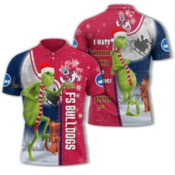 Personalized Funny Christmas The Grinch Fresno State Bulldogs NCAA I Hate Morning People Shirt Gifts Unisex 3D Polo - Bluefink