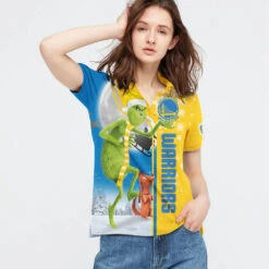 Personalized Funny Christmas The Grinch Golden State Warriors NBA I Hate Morning People Shirt Gifts Unisex 3D Polo - Bluefink -CozyHomeStore Personalized Funny Christmas The Grinch Golden State Warriors NBA I Hate Morning People Shirt Gifts Unisex 3D Polo 2