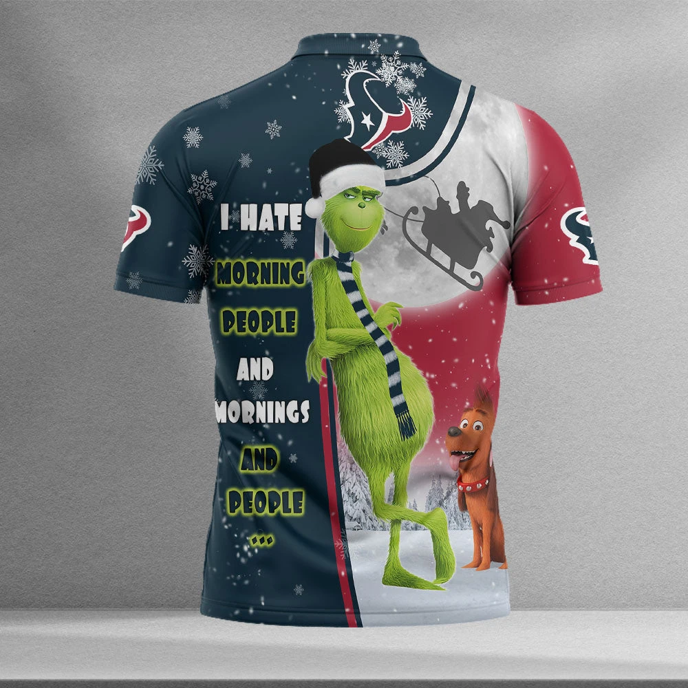 Personalized Funny Christmas The Grinch Houston Texans NFL I Hate Morning People Shirt Gifts Unisex 3D Polo - Bluefink 4 Personalized Funny Christmas The Grinch Houston Texans NFL I Hate Morning People Shirt Gifts Unisex 3D Polo - Bluefink - Image 2