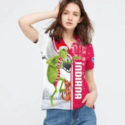 Personalized Funny Christmas The Grinch Indiana Hoosiers NCAA I Hate Morning People Shirt Gifts Unisex 3D Polo - Bluefink -CozyHomeStore Personalized Funny Christmas The Grinch Indiana Hoosiers NCAA I Hate Morning People Shirt Gifts Unisex 3D Polo 2