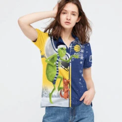 Personalized Funny Christmas The Grinch Indiana Pacers NBA I Hate Morning People Shirt Gifts Unisex 3D Polo - Bluefink -CozyHomeStore Personalized Funny Christmas The Grinch Indiana Pacers NBA I Hate Morning People Shirt Gifts Unisex 3D Polo 2