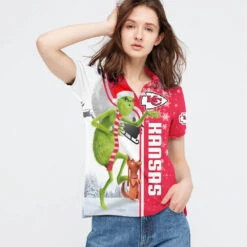 Personalized Funny Christmas The Grinch Kansas City Chiefs NFL I Hate Morning People Shirt Gifts Unisex 3D Polo - Bluefink -CozyHomeStore Personalized Funny Christmas The Grinch Kansas City Chiefs NFL I Hate Morning People Shirt Gifts Unisex 3D Polo 2