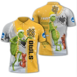 Personalized Funny Christmas The Grinch Kennesaw State Owls NCAA I Hate Morning People Shirt Gifts Unisex 3D Polo - Bluefink