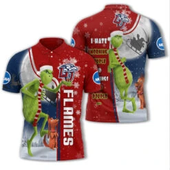 Personalized Funny Christmas The Grinch Liberty Flames NCAA I Hate Morning People Shirt Gifts Unisex 3D Polo - Bluefink