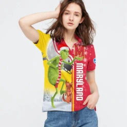 Personalized Funny Christmas The Grinch Maryland Terrapins NCAA I Hate Morning People Shirt Gifts Unisex 3D Polo - Bluefink -CozyHomeStore Personalized Funny Christmas The Grinch Maryland Terrapins NCAA I Hate Morning People Shirt Gifts Unisex 3D Polo 2