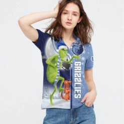 Personalized Funny Christmas The Grinch Memphis Grizzlies NBA I Hate Morning People Shirt Gifts Unisex 3D Polo - Bluefink -CozyHomeStore Personalized Funny Christmas The Grinch Memphis Grizzlies NBA I Hate Morning People Shirt Gifts Unisex 3D Polo 2