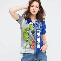 Personalized Funny Christmas The Grinch Memphis Tigers NCAA I Hate Morning People Shirt Gifts Unisex 3D Polo - Bluefink -CozyHomeStore Personalized Funny Christmas The Grinch Memphis Tigers NCAA I Hate Morning People Shirt Gifts Unisex 3D Polo 2