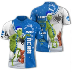 Personalized Funny Christmas The Grinch NCAA I Hate Morning People Shirt Gifts Unisex 3D Polo - Bluefink