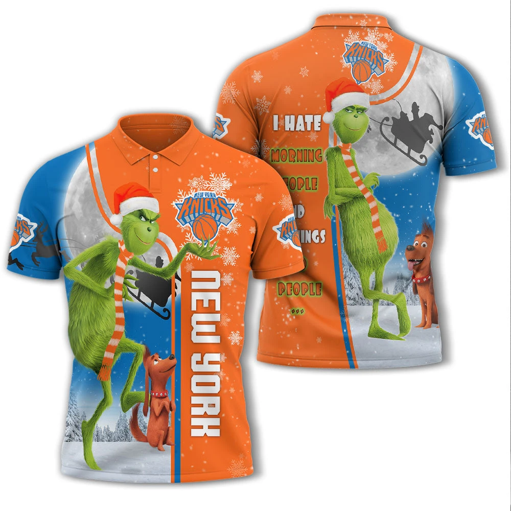 Personalized Funny Christmas The Grinch New York Knicks NBA I Hate Morning People Shirt Gifts Unisex 3D Polo - Bluefink 3 Personalized Funny Christmas The Grinch New York Knicks NBA I Hate Morning People Shirt Gifts Unisex 3D Polo - Bluefink