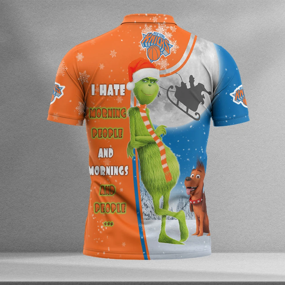 Personalized Funny Christmas The Grinch New York Knicks NBA I Hate Morning People Shirt Gifts Unisex 3D Polo - Bluefink 4 Personalized Funny Christmas The Grinch New York Knicks NBA I Hate Morning People Shirt Gifts Unisex 3D Polo - Bluefink - Image 2