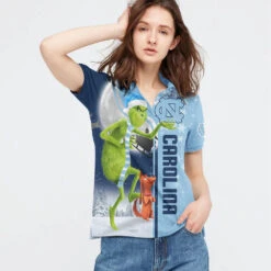Personalized Funny Christmas The Grinch North Carolina Tar Heels NCAA I Hate Morning People Shirt Gifts Unisex 3D Polo - Bluefink -CozyHomeStore Personalized Funny Christmas The Grinch North Carolina Tar Heels NCAA I Hate Morning People Shirt Gifts Unisex 3D Polo 2