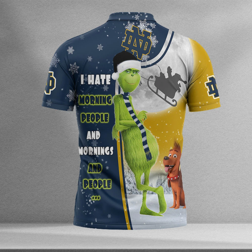 Personalized Funny Christmas The Grinch Notre Dame Fighting Irish NCAA I Hate Morning People Shirt Gifts Unisex 3D Polo - Bluefink 3 Personalized Funny Christmas The Grinch Notre Dame Fighting Irish NCAA I Hate Morning People Shirt Gifts Unisex 3D Polo - Bluefink - Image 2