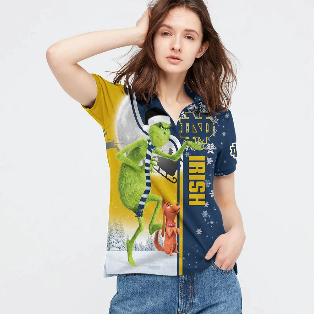 Personalized Funny Christmas The Grinch Notre Dame Fighting Irish NCAA I Hate Morning People Shirt Gifts Unisex 3D Polo - Bluefink 4 Personalized Funny Christmas The Grinch Notre Dame Fighting Irish NCAA I Hate Morning People Shirt Gifts Unisex 3D Polo - Bluefink - Image 3