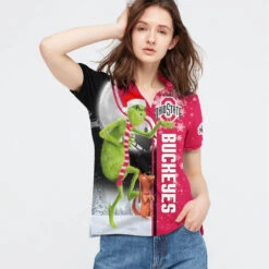 Personalized Funny Christmas The Grinch Ohio State Buckeyes NCAA I Hate Morning People Shirt Gifts Unisex 3D Polo - Bluefink -CozyHomeStore Personalized Funny Christmas The Grinch Ohio State Buckeyes NCAA I Hate Morning People Shirt Gifts Unisex 3D Polo 2