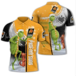 Personalized Funny Christmas The Grinch Phoenix Suns NBA I Hate Morning People Shirt Gifts Unisex 3D Polo - Bluefink