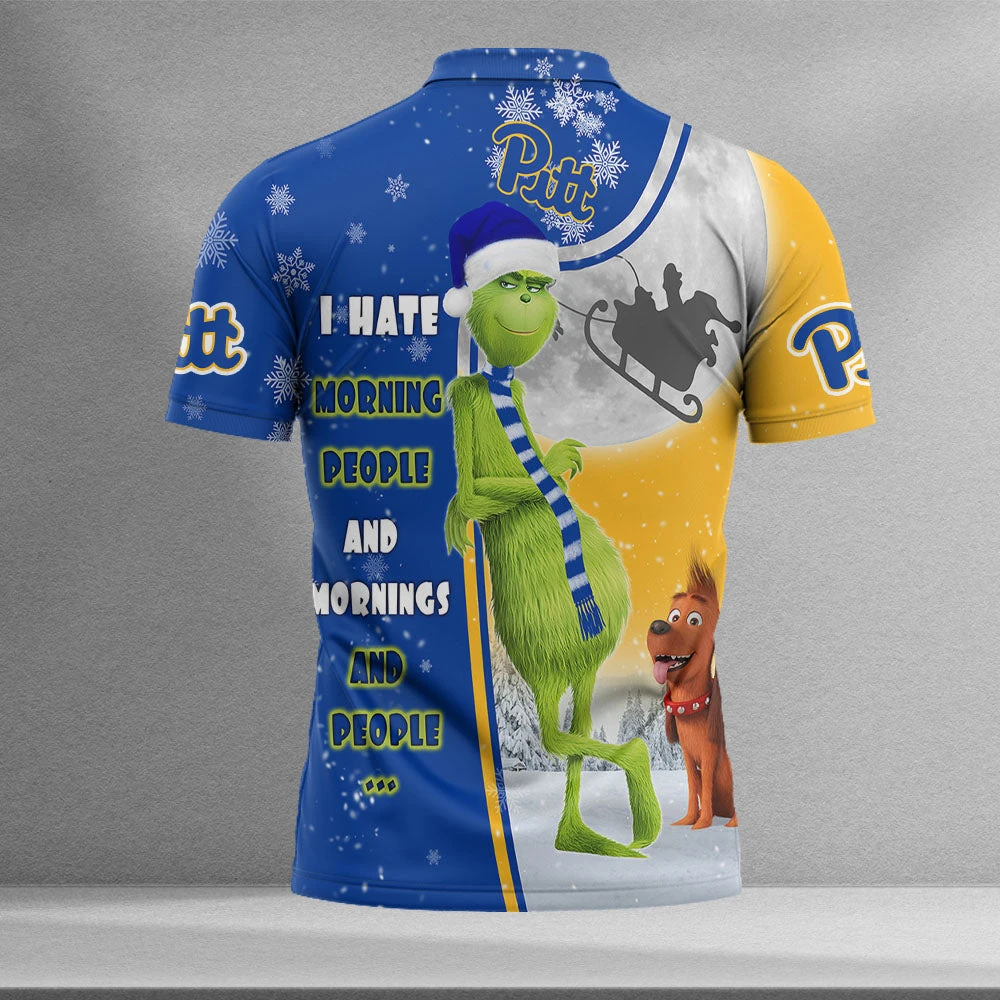 Personalized Funny Christmas The Grinch Pittsburgh Panthers NCAA I Hate Morning People Shirt Gifts Unisex 3D Polo - Bluefink 4 Personalized Funny Christmas The Grinch Pittsburgh Panthers NCAA I Hate Morning People Shirt Gifts Unisex 3D Polo - Bluefink - Image 2