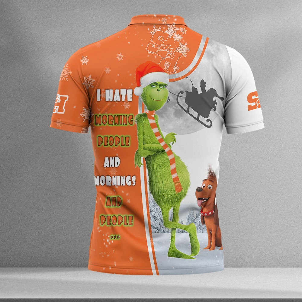 Personalized Funny Christmas The Grinch Sam Houston State Bearkats NCAA I Hate Morning People Shirt Gifts Unisex 3D Polo - Bluefink 4 Personalized Funny Christmas The Grinch Sam Houston State Bearkats NCAA I Hate Morning People Shirt Gifts Unisex 3D Polo - Bluefink - Image 2