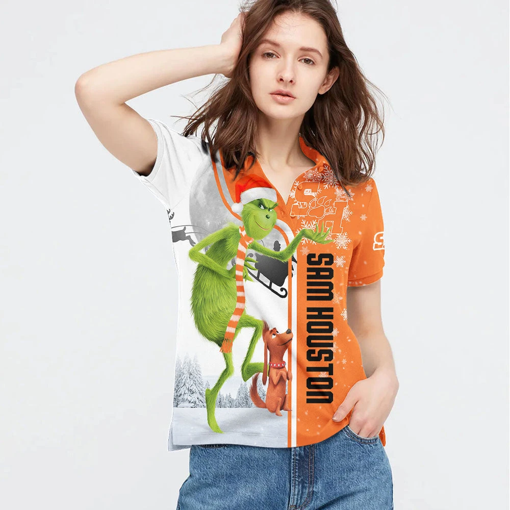 Personalized Funny Christmas The Grinch Sam Houston State Bearkats NCAA I Hate Morning People Shirt Gifts Unisex 3D Polo - Bluefink 5 Personalized Funny Christmas The Grinch Sam Houston State Bearkats NCAA I Hate Morning People Shirt Gifts Unisex 3D Polo - Bluefink - Image 3