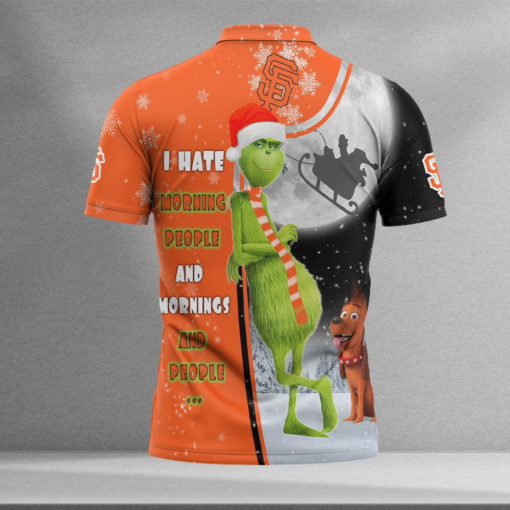 Personalized Funny Christmas The Grinch San Francisco Giants MLB I Hate Morning People Shirt Gifts Unisex 3D Polo - Bluefink 4 Personalized Funny Christmas The Grinch San Francisco Giants MLB I Hate Morning People Shirt Gifts Unisex 3D Polo - Bluefink - Image 2