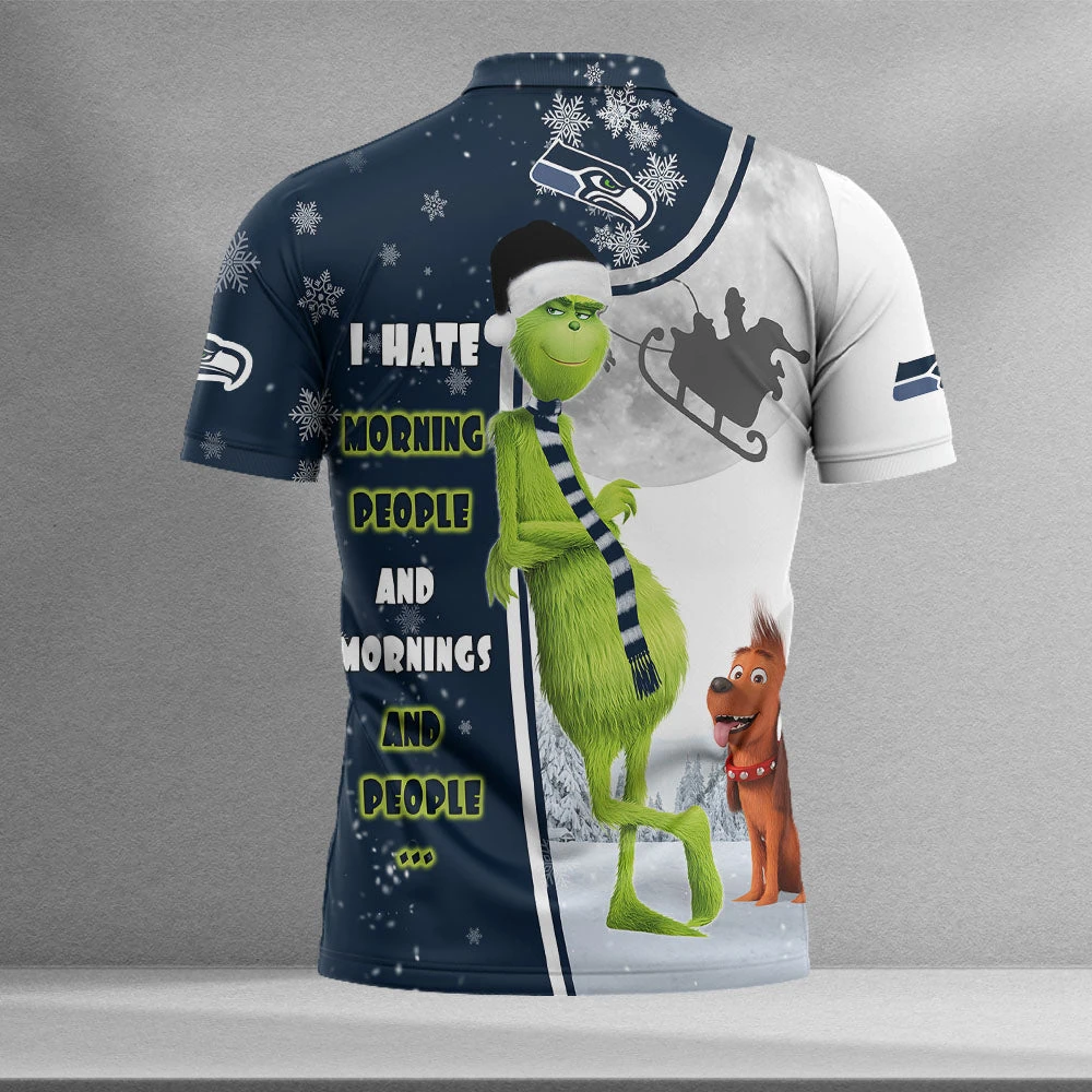 Personalized Funny Christmas The Grinch Seattle Seahawks NFL I Hate Morning People Shirt Gifts Unisex 3D Polo - Bluefink 4 Personalized Funny Christmas The Grinch Seattle Seahawks NFL I Hate Morning People Shirt Gifts Unisex 3D Polo - Bluefink - Image 2