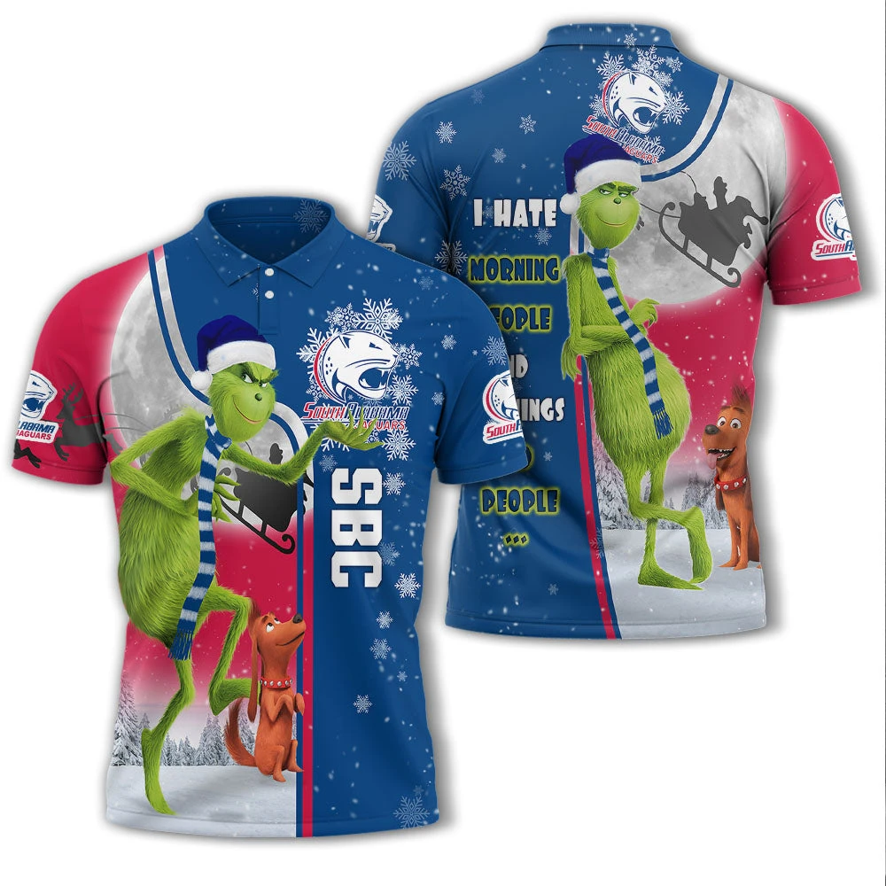 Personalized Funny Christmas The Grinch South Alabama Jaguars NCAA I Hate Morning People Shirt Gifts Unisex 3D Polo - Bluefink 3 Personalized Funny Christmas The Grinch South Alabama Jaguars NCAA I Hate Morning People Shirt Gifts Unisex 3D Polo - Bluefink