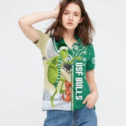 Personalized Funny Christmas The Grinch South Florida Bulls NCAA I Hate Morning People Shirt Gifts Unisex 3D Polo - Bluefink -CozyHomeStore Personalized Funny Christmas The Grinch South Florida Bulls NCAA I Hate Morning People Shirt Gifts Unisex 3D Polo 2