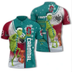 Personalized Funny Christmas The Grinch Stanford Cardinal NCAA I Hate Morning People Shirt Gifts Unisex 3D Polo - Bluefink