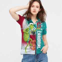 Personalized Funny Christmas The Grinch Stanford Cardinal NCAA I Hate Morning People Shirt Gifts Unisex 3D Polo - Bluefink -CozyHomeStore Personalized Funny Christmas The Grinch Stanford Cardinal NCAA I Hate Morning People Shirt Gifts Unisex 3D Polo 2