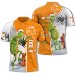 Personalized Funny Christmas The Grinch Tennessee Volunteers NCAA I Hate Morning People Shirt Gifts Unisex 3D Polo - Bluefink