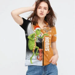 Personalized Funny Christmas The Grinch Texas Longhorns NCAA I Hate Morning People Shirt Gifts Unisex 3D Polo - Bluefink -CozyHomeStore Personalized Funny Christmas The Grinch Texas Longhorns NCAA I Hate Morning People Shirt Gifts Unisex 3D Polo 2