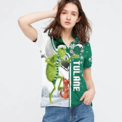 Personalized Funny Christmas The Grinch Tulane Green Wave NCAA I Hate Morning People Shirt Gifts Unisex 3D Polo - Bluefink -CozyHomeStore Personalized Funny Christmas The Grinch Tulane Green Wave NCAA I Hate Morning People Shirt Gifts Unisex 3D Polo 2