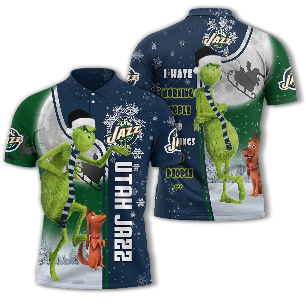 Personalized Funny Christmas The Grinch Utah Jazz NBA I Hate Morning People Shirt Gifts Unisex 3D Polo - Bluefink 3 Personalized Funny Christmas The Grinch Utah Jazz NBA I Hate Morning People Shirt Gifts Unisex 3D Polo - Bluefink