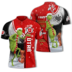 Personalized Funny Christmas The Grinch Utah Utes NCAA I Hate Morning People Shirt Gifts Unisex 3D Polo - Bluefink