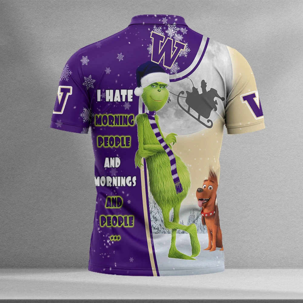 Personalized Funny Christmas The Grinch Washington Huskies NCAA I Hate Morning People Shirt Gifts Unisex 3D Polo - Bluefink 4 Personalized Funny Christmas The Grinch Washington Huskies NCAA I Hate Morning People Shirt Gifts Unisex 3D Polo - Bluefink - Image 2